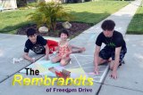 Members of the McDonald Klan, put their artistic skills work, creating street and sidewalk artworks. Left to right are Jason, Elizabeth, and Dylan McDonald.